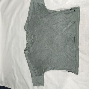 Nike Dri Fit Olive Green Gray Active Workout Short Sleeve Shirt Women Size Med